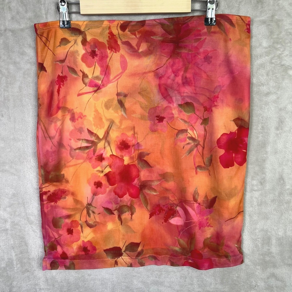 Vintage Studio Y Floral Watercolor Sheer Slip Skirt L Y2K Phoebe Artsy Fairy - Picture 2 of 12